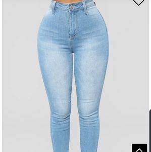 Fashion Nova High Waisted light blue wash jeans